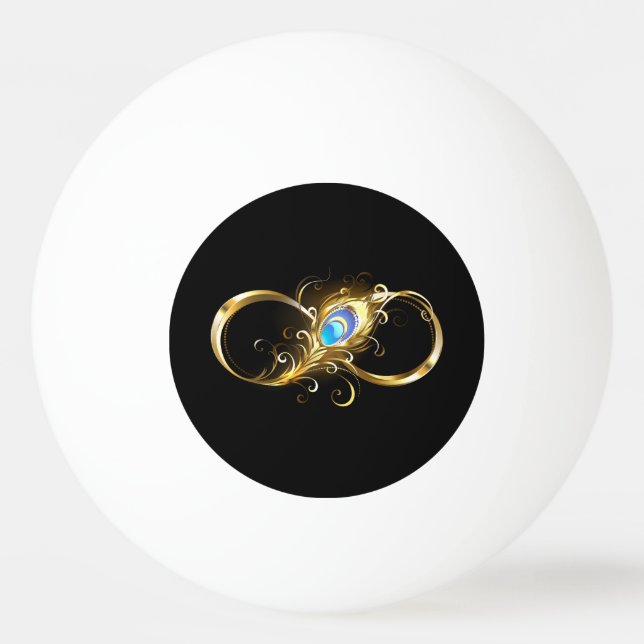 Infinity with Golden Peacock Feather Ping Pong Ball (Front)