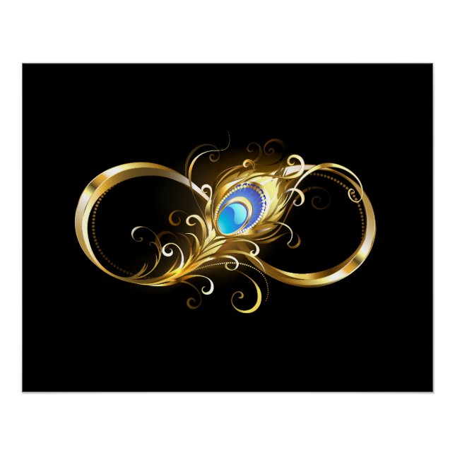 Infinity with Golden Peacock Feather Poster (Front)