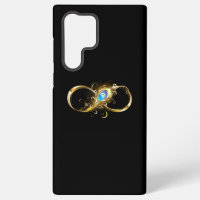 Infinity with Golden Peacock Feather