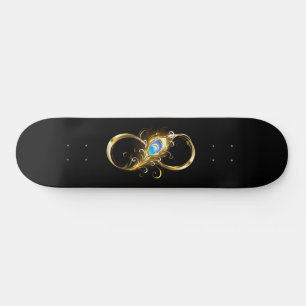 Infinity with Golden Peacock Feather Skateboard
