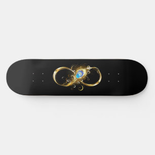 Infinity with Golden Peacock Feather Skateboard