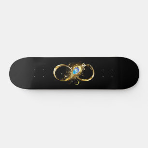 Infinity with Golden Peacock Feather Skateboard