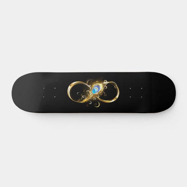 Infinity with Golden Peacock Feather Skateboard (Horz)
