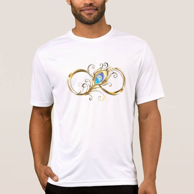 Infinity with Golden Peacock Feather T-Shirt (Front)