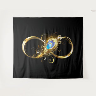 Infinity with Golden Peacock Feather Tapestry