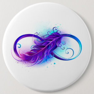 Infinity with Purple Feather 6 Cm Round Badge
