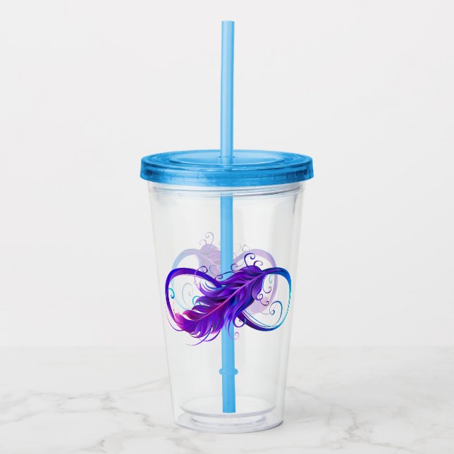 Infinity with Purple Feather Acrylic Tumbler (Front)