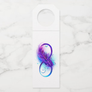 Infinity with Purple Feather Bottle Tag