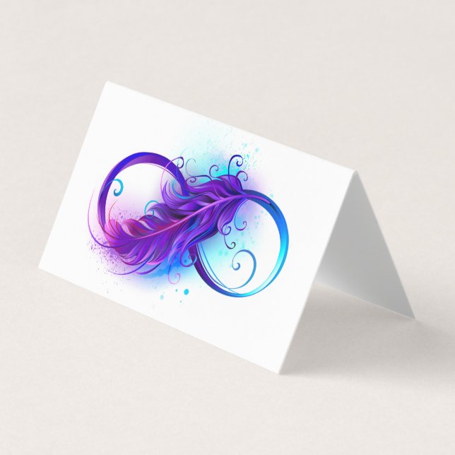 Infinity with Purple Feather Business Card (Front)