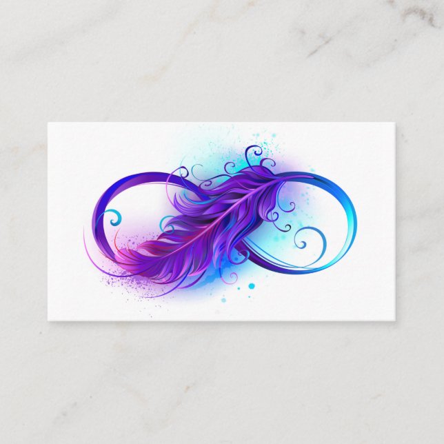 Infinity with Purple Feather Calling Card (Front)