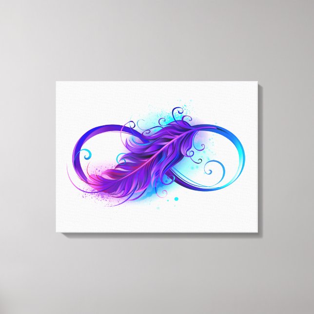 Infinity with Purple Feather Canvas Print (Front)