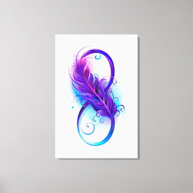 Infinity with Purple Feather Canvas Print (Front)