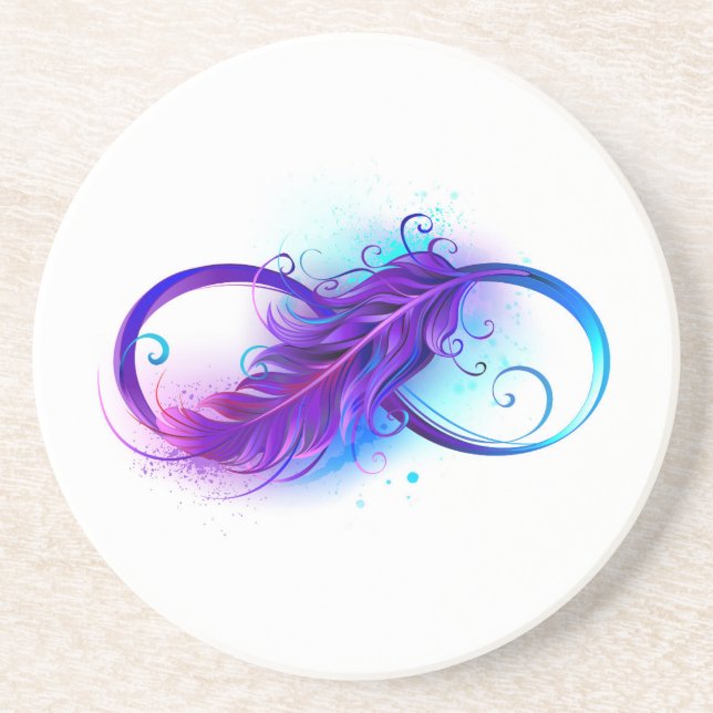 Infinity with Purple Feather Coaster (Front)