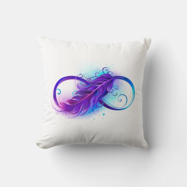 Infinity with Purple Feather Cushion (Front)