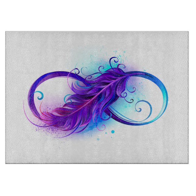 Infinity with Purple Feather Cutting Board (Front)