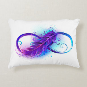 Infinity with Purple Feather Decorative Cushion