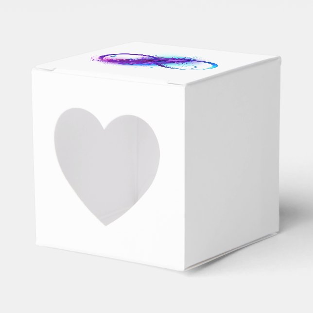 Infinity with Purple Feather Favour Box (Front Side)