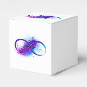 Infinity with Purple Feather Favour Box