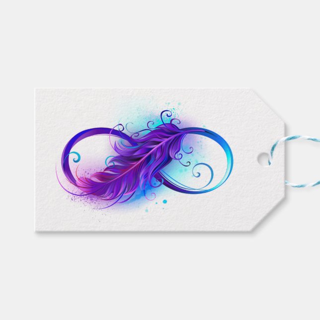 Infinity with Purple Feather Gift Tags (Front (Horizontal))