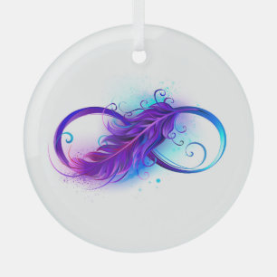 Infinity with Purple Feather Glass Tree Decoration