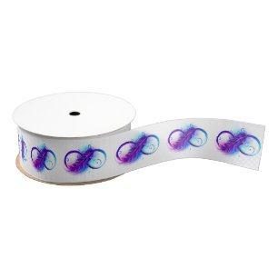 Infinity with Purple Feather Grosgrain Ribbon