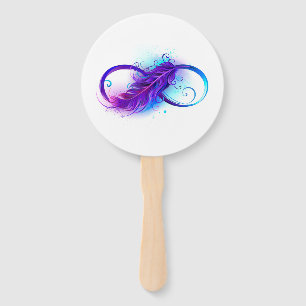 Infinity with Purple Feather Hand Fan
