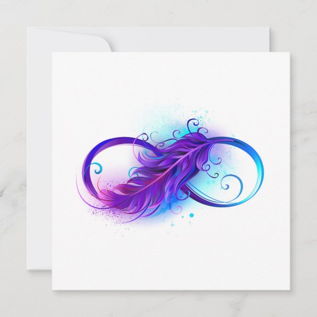 Infinity with Purple Feather Holiday Card (Front)