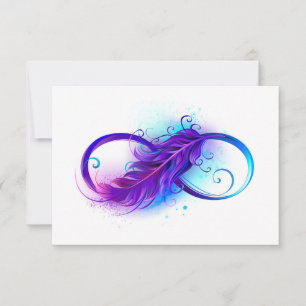 Infinity with Purple Feather Invitation