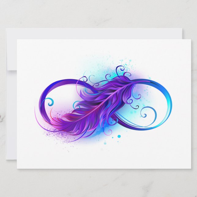 Infinity with Purple Feather Invitation (Front)