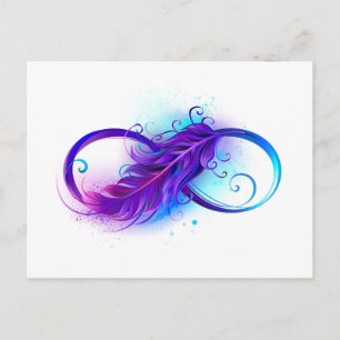Infinity with Purple Feather Invitation Postcard