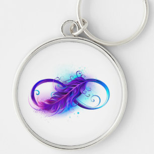 Infinity with Purple Feather Key Ring