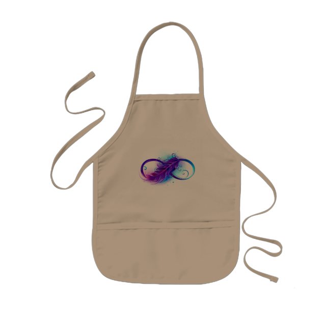 Infinity with Purple Feather Kids Apron (Front)