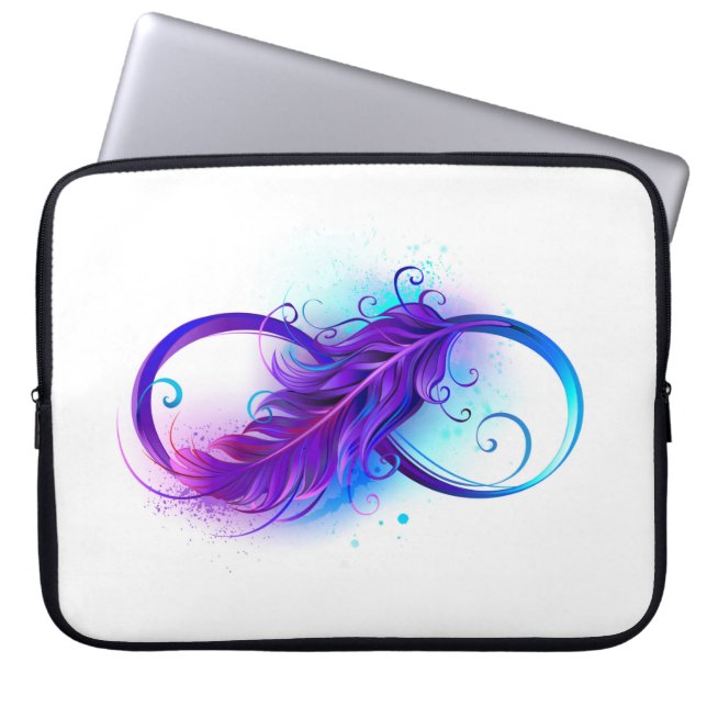 Infinity with Purple Feather Laptop Sleeve (Front)