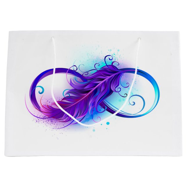 Infinity with Purple Feather Large Gift Bag (Front)