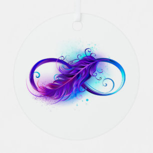 Infinity with Purple Feather Metal Tree Decoration