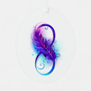Infinity with Purple Feather Metal Tree Decoration