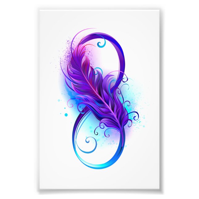 Infinity with Purple Feather Photo Print (Front)