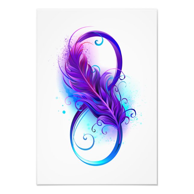 Infinity with Purple Feather Photo Print (Front)