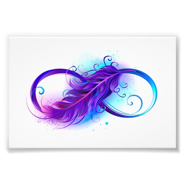 Infinity with Purple Feather Photo Print (Front)