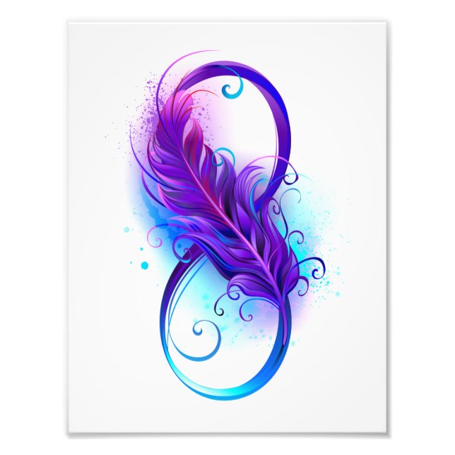 Infinity with Purple Feather Photo Print (Front)