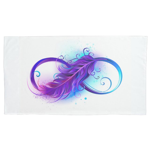 Infinity with Purple Feather Pillowcase (Front-Left)