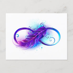 Infinity with Purple Feather Postcard