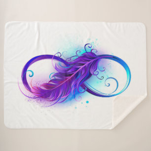 Infinity with Purple Feather Sherpa Blanket