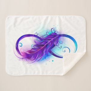 Infinity with Purple Feather Sherpa Blanket