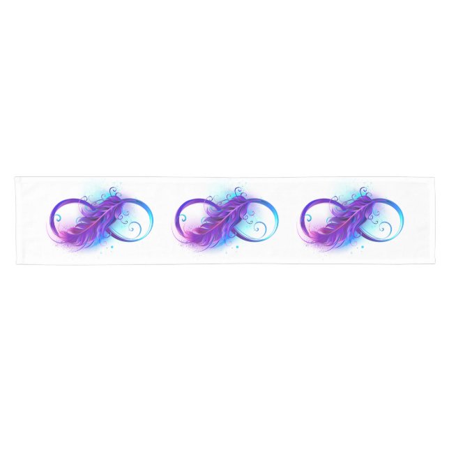Infinity with Purple Feather Short Table Runner (Horizontal)