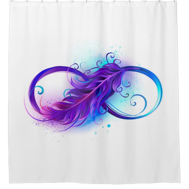 Infinity with Purple Feather Shower Curtain (Front)