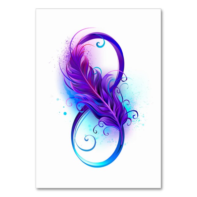 Infinity with Purple Feather Table Number (Front)