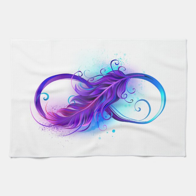 Infinity with Purple Feather Tea Towel (Horizontal)