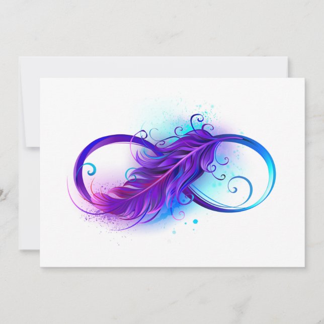Infinity with Purple Feather Thank You Card (Front)