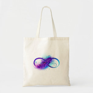 Infinity with Purple Feather Tote Bag